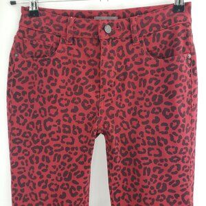 DL1961 Florence Ankle Jeans Size 27 Red Animal Print Stretch Waist Skinny Jeans